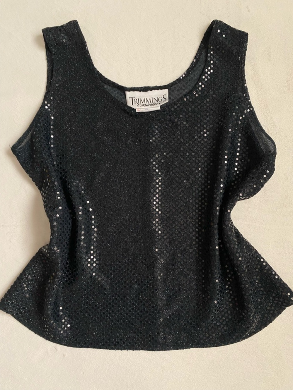 Vintage Trimmings Black Sequin Tank Top
